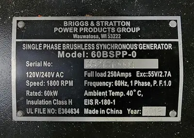 USED 2018 BRIGGS & STRATTON 60BSPP-0