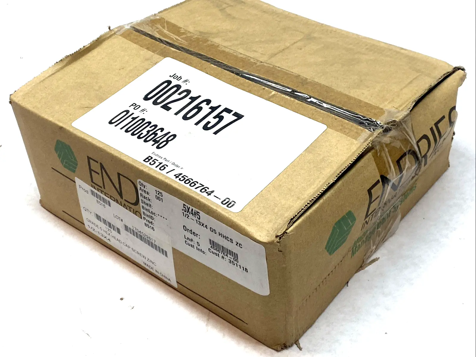 NEW ENDRIES ZINC GRADE 5 HEX CAP SCREWS BOX OF 125