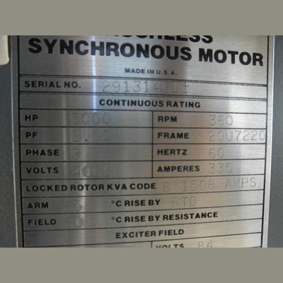 Horizontal 3000 hp Synchronous Electric Motor