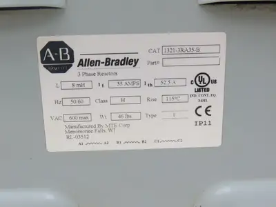 Allen Bradley 1321-3RA35-B Line Reactor Transformer 35A 600V 3Ph