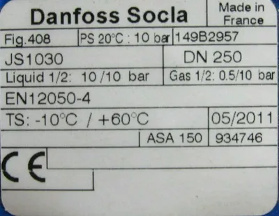 NEW DANFOSS SOCLA 149B2957 CHECK VALVE TYPE 408 10" DN0250 EN12050-4 2476314