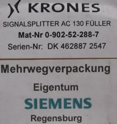 NEW KRONES 0-902-52-288-7 SIGNAL SPLITTER 0902522887