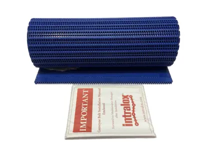 New | in-Stock Intralox Acetal Blue Conveyor Belt 23-1/4" W x 110" L w/ Manual Conveyor Parts Michigan US | Maverick Industrial Sales #1398213