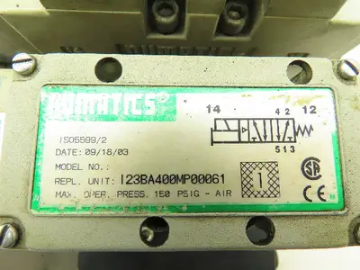 Numatic I23BA400MP00061 Pneumatic Solenoid Valve Assy 24V w/I23RS100JP00000 Reg.