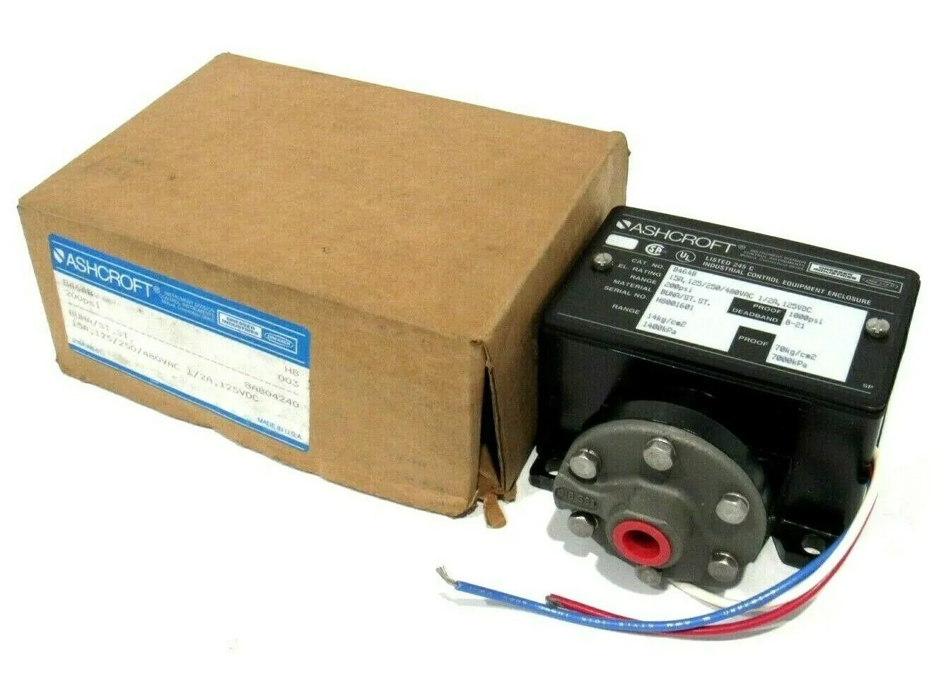 NEW ASHCROFT B464B PRESSURE SWITCH 200P.S.I
