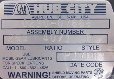 NEW HUB CITY 0230-07666 GEAR REDUCER 40:1 023007666