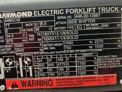 Used RAYMOND 4460C30 3-Wheel Sit down Electric Counterbalance Forklifts Illinois US | Somerset Equipment Sales #1546133