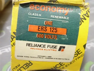 Reliance Electric ERS 125 Economy Renewable Fuse 125A 600V New NIB