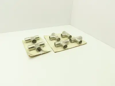 1-1/2" OD Butt Weld Vacuum Tee Stainless Steel Satin Finish A = 2.25" Lot of 6