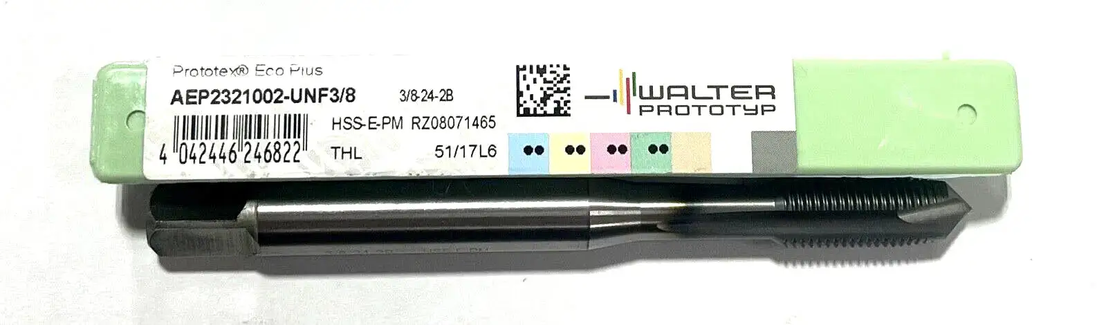 Walter 3/8-24UNF Tap HSS-E-PM Spiral Point Tap 3 Flute 2B