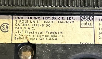 Used ITE QJ3-B150 Miscellaneous Equipment (Electrical & Power) | Surplus Asset Holdings #1196157