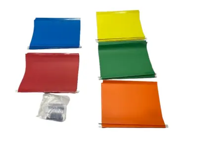USED ULINE HANGING FILE LETTER FOLDERS, RED, BLU, YLW, GRN & ORG BOX OF 25