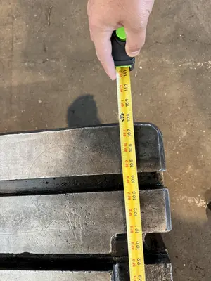 60" WIDE X 108" LONG X 8" THICK T-SLOTTED BOLSTER PLATE. STOCK # 0541526
