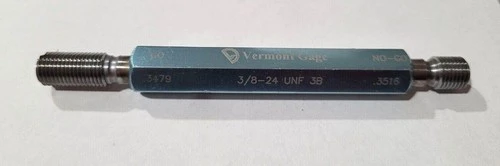 3/8-24 UNF 3B Vermont GO & NO GO Thread Plug Gage GO P.D. .3479 & NOGO PD .3516