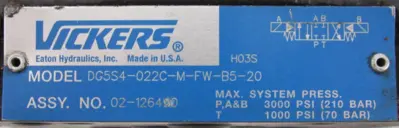 NEW VICKERS 02-126490 VALVE DG5S4-022C-M-FW-B5-20 DG4V-3S-6C-M-FW-B5-60