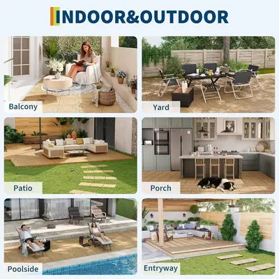 Garvee 22 Piece Solid Acacia Wood Interlocking Patio Deck Tiles