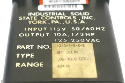 REFURBISHED INDUSTRIAL SOLID STATE CONTROLS 1013-1-G-2-B TIMER 10131G2B