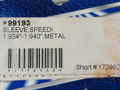 Speedi Sleeve 99138, 1.934"-1.940" ID, Metal