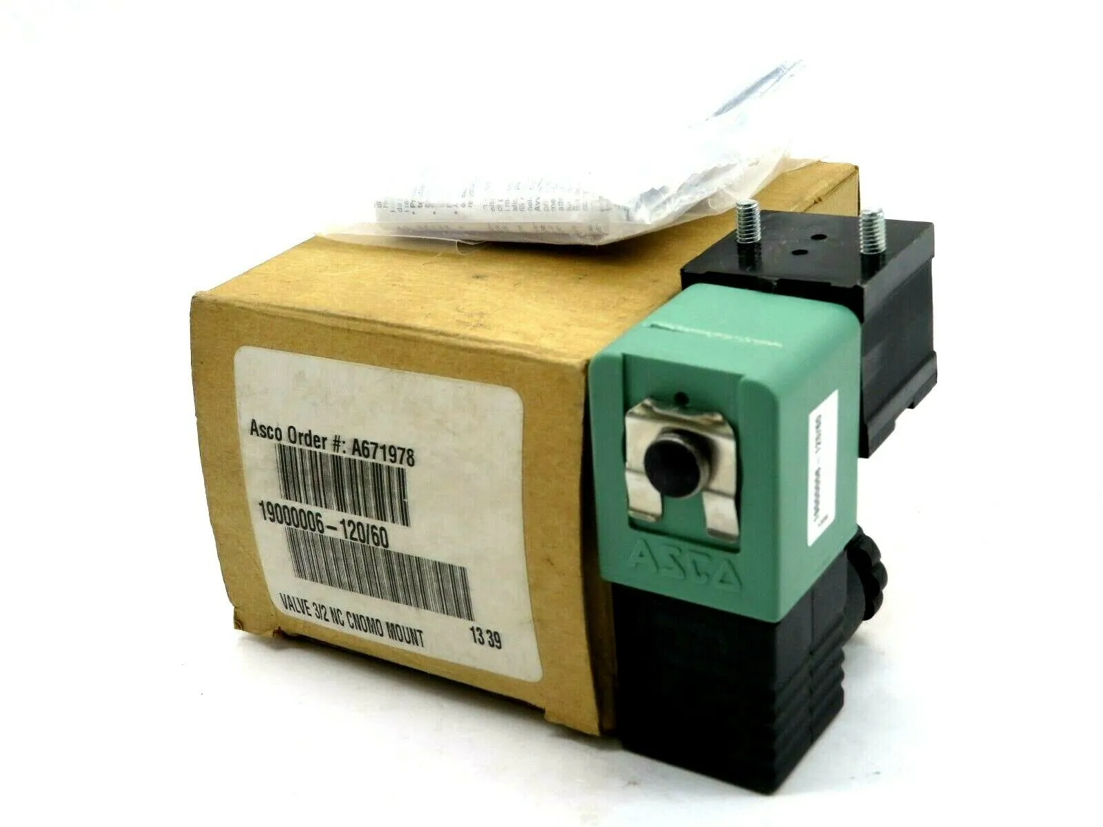 NEW ASCO 19000006-120/60 VALVE 3/2 NC CNOMO MOUNT A671978 190000612060