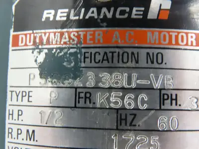 Reliance 10005522-SB Gear Motor 60:1 Reducer 28 RPM 1/2Hp 230/460V 3PH LH 56C
