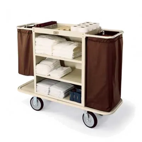 Forbes Industries Housekeeping Cart w/ (3) Shelves & (2) Bag Handles - 30"L x 19"W x 36"H, Steel (2104)