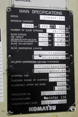 1999 KOMATSU L2M300-3BM Stamping Press | Levy Recovery Group (17)