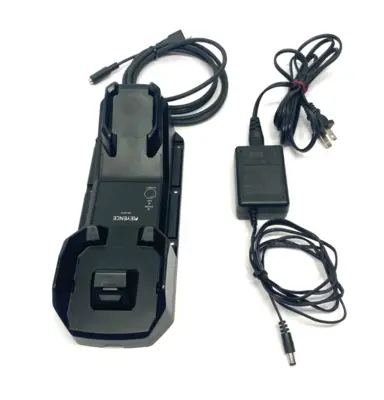 USED KEYENCE RUGGED INDUSTRIAL HANDHELD CODE READER, WIRELESS MODELS CRADLE