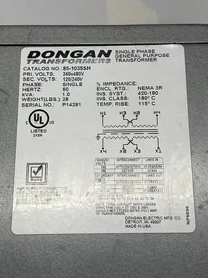 USED DONGAN DONGAN 85-1035SH 1 PHASE