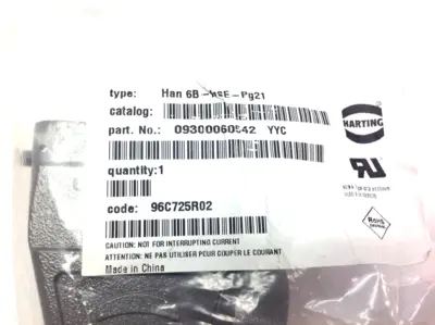 NEW HARTING HAN B CONNECTOR HOOD SIDE ENTRY HC 2 PEGS PG 21 6B-HSE-PG21