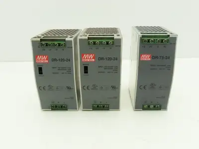 Mean Well DR-120-24 PLC Power Supply 24VDC 3.2/5A 100-240V Mixed Lot of 3
