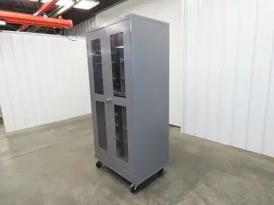 Uline H-8960 Storage Charging Cabinet 32 Outlet 120V Clear Dual Door 36" Wide