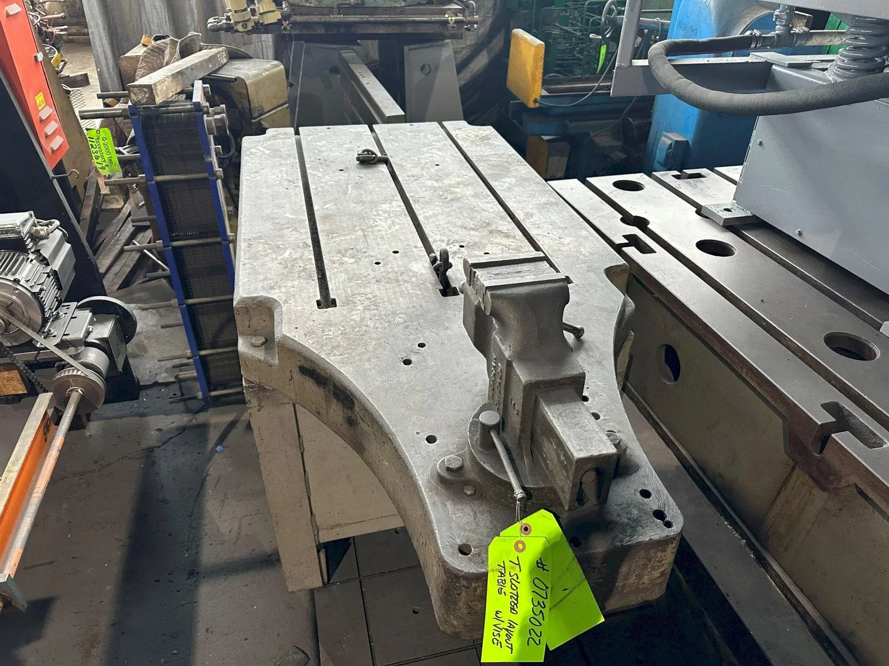 32" X 64" T SLOTTED WORK TABLE WITH VISE. STOCK # 0735022