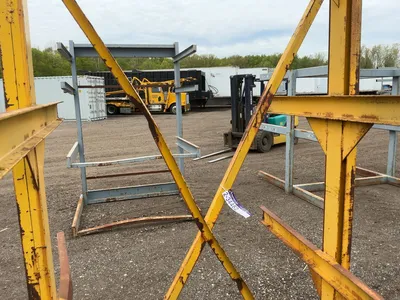 Metal Two Sided Cantilever Rack, welded together, arms stick out 47” on one side and 27-1/2” on othe...