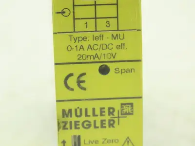 Muller Ziegler 902G Measuring Transducer IEFF-MU 0-1A AC/DC eff 20mA/10V