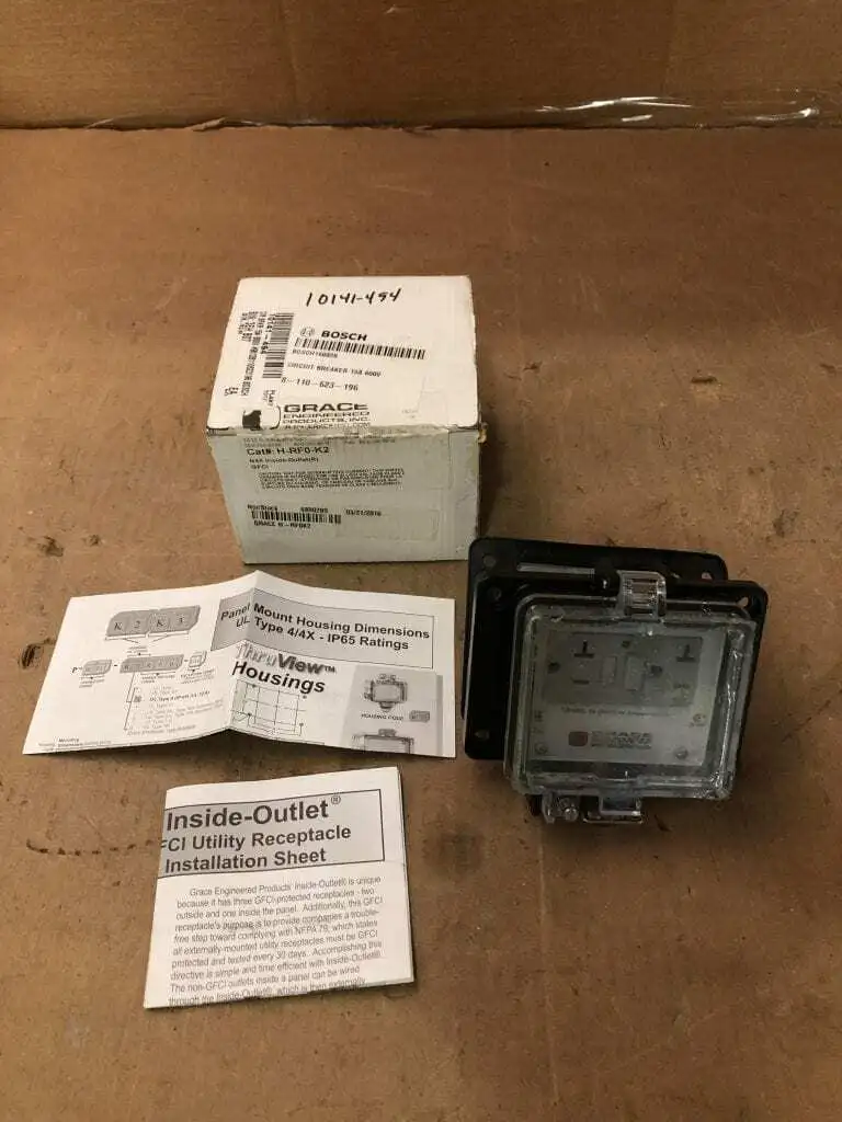 Grace H-RF0-K2 Domestic GFCI Inside-Outside Rear Outlet 120VAC 5A -NIB