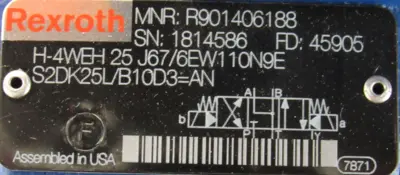 NEW REXROTH R901406188 VALVE H4WEH25J67/6EW110N9E R900481621 R901296604
