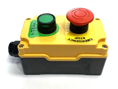 None | 2-Button Industrial Control Station, Emergency Stop, Momentary Power On/Off - Used