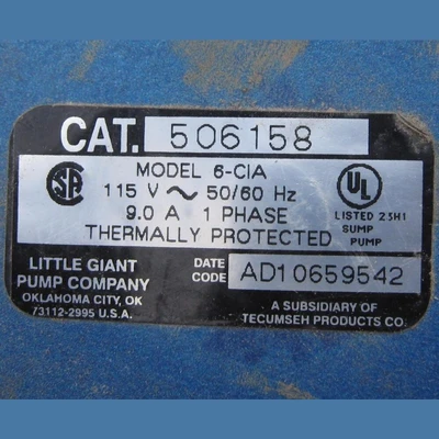 USED LITTLE GIANT PUMP 6-CIA