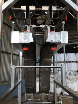 SPC8367  Conveyor AMBEC lowerator Stainless Steel, 38" discharge ht. and 80" infeed ht.