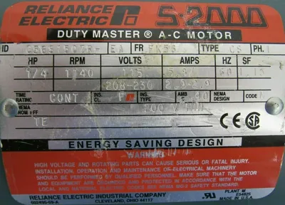 NEW RELIANCE ELECTRIC C56S1507R-EA MOTOR 1/4HP 1140RPM 115-208/230V 5/8" DIA.