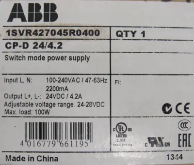 NEW ABB 1SVR427045R0400 POWER SUPPLY CP-D 24/4.2