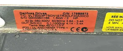 USED DANFOSS DANFOSS VLT5003PT5CN1STR3DLF20A00C0 VLT 5003