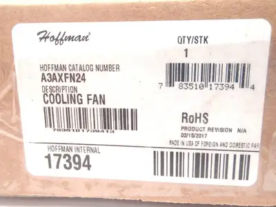 A3AXFN24 | Hoffman  Cooling Fan 3" Inch Axle Fan 24VDC 17394 - New