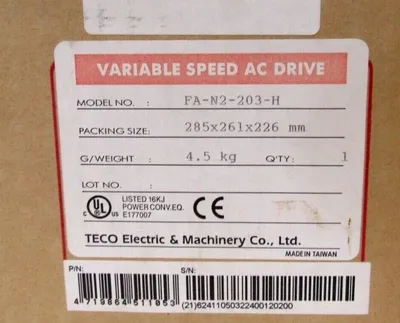 NEW TECO ELECTRIC AC DRIVE