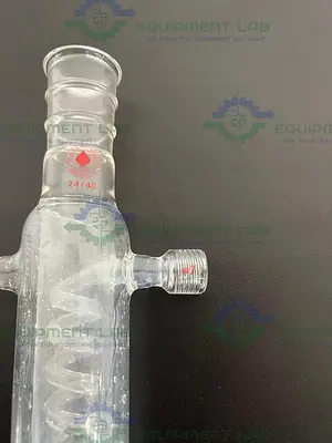 USED ACE GLASS 250MM SPIRALED COIL CONDENSER W/ 24/40 JOINTS #7 ACE-THRED CONNECTION