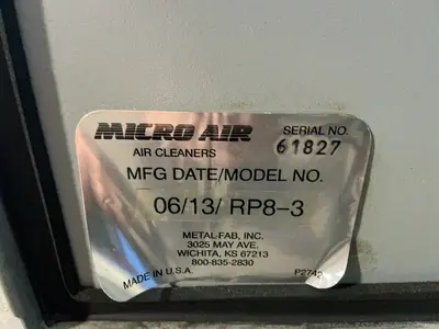 Used 2013 MICROAIR RP83 Dust Collectors Ohio US | HGR 24 #1333845