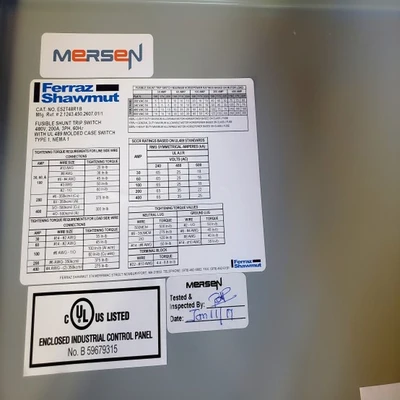 Mersen Ferraz 200 Amp Engineered Fusible Shunt Trip Switch