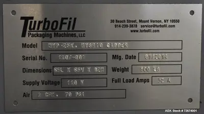Used TURBOFIL HYP-25X HYBRID Cappers Chuck - Single Head Illinois US | Aaron Equipment #86983