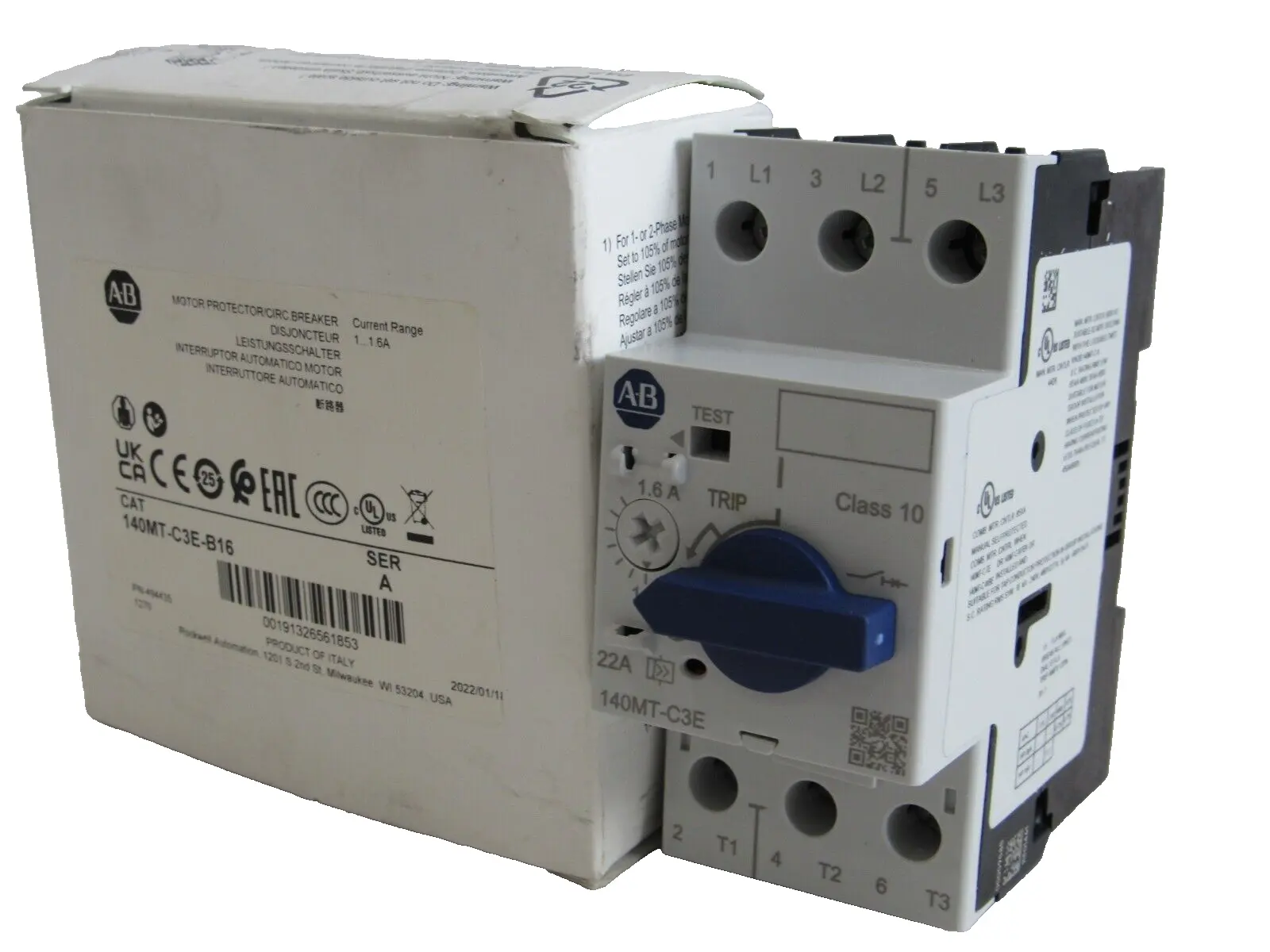 ALLEN BRADLEY 140MT-C3E-B16 CIRCUIT BREAKER 140MTC3EB16 NEW, SURPLUS
