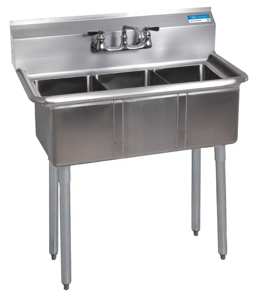 Compass 3 Compartments Convenience Store Sink w/ 10" x 14" x 10" D Bowls